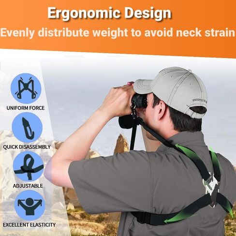 مبياو حزام حزام للمنظار، حزام مناظير قابل للتعديل وفاخر للصيد، حزام حزام مناظير متقاطع، يناسب حمل المنظار والكاميرات وأجهزة تحديد المدى واكثر من ذلك،, أسود in Kuwait