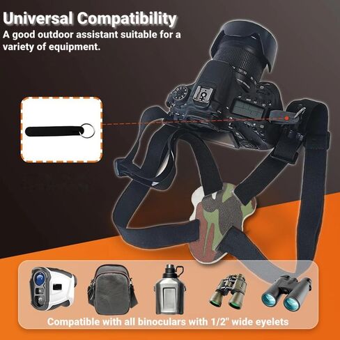 مبياو حزام حزام للمنظار، حزام مناظير قابل للتعديل وفاخر للصيد، حزام حزام مناظير متقاطع، يناسب حمل المنظار والكاميرات وأجهزة تحديد المدى واكثر من ذلك،, أسود in Kuwait