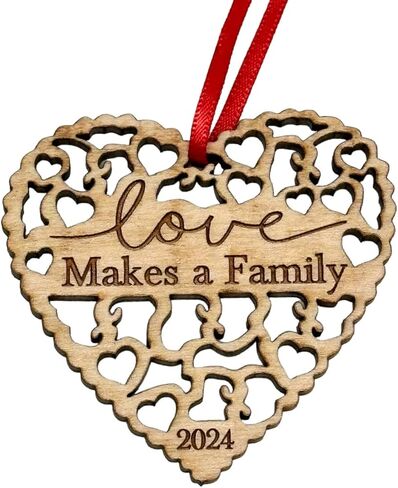 Adoption Gifts, Gotcha Day Gifts, Love Makes A Family Adoption Ornament in Laser Cut Wood 2023, Great Adoption Gifts for Family Or Our Blended Idea, Comes in a Gift Box in Saudi Arabia