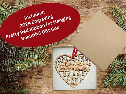 Adoption Gifts, Gotcha Day Gifts, Love Makes A Family Adoption Ornament in Laser Cut Wood 2023, Great Adoption Gifts for Family Or Our Blended Idea, Comes in a Gift Box in Saudi Arabia