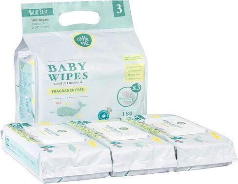 Little Me Baby Wipes Gentle Formula, Fragrance-Free Hypoallergenic Baby Wipes, 180 Count in Saudi Arabia