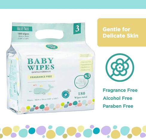 Little Me Baby Wipes Gentle Formula, Fragrance-Free Hypoallergenic Baby Wipes, 180 Count in Saudi Arabia