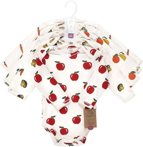 Touched by Nature Unisex Baby Organic Cotton Long-Sleeve Bodysuits, Girl Woodland Alphabet, 9-12 Months in Kuwait
