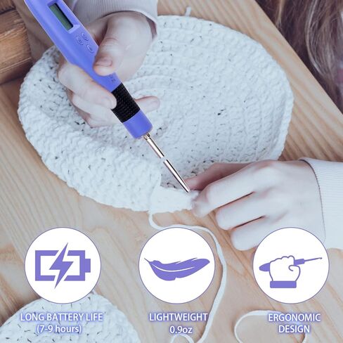 مجموعة خطافات كروشيه رقمية، مجموعة كروشيه مع 12 ابرة كروشيه مختلفة الحجم قابلة للتبديل، خطافات كروشيه مريحة مع مستويين LED وعداد غرز رقمي للكروشيه والحياكة 1 in Saudi Arabia