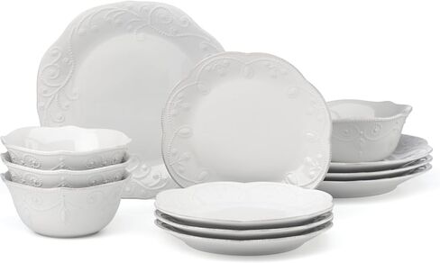 Lenox 890951 French Perle 12-Piece Plate & Bowl Dinnerware Set White in Kuwait