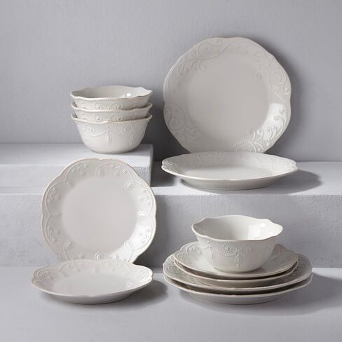 Lenox 890951 French Perle 12-Piece Plate & Bowl Dinnerware Set White in Kuwait