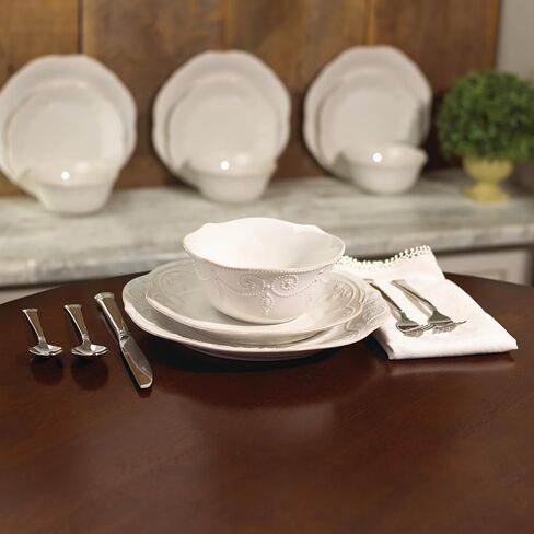 Lenox 890951 French Perle 12-Piece Plate & Bowl Dinnerware Set White in Kuwait