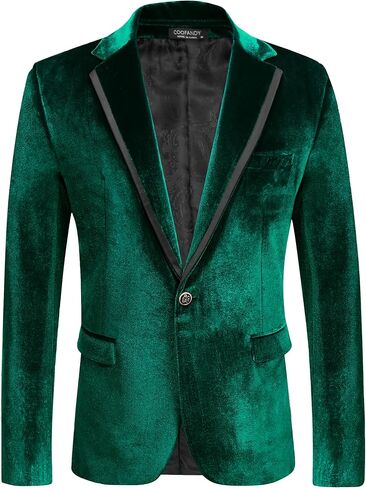 COOFANDY Men's Velvet Blazer Slim Fit Solid One Button Blazer Jacket Tuxedo for Prom Wedding Party Dinner in Kuwait