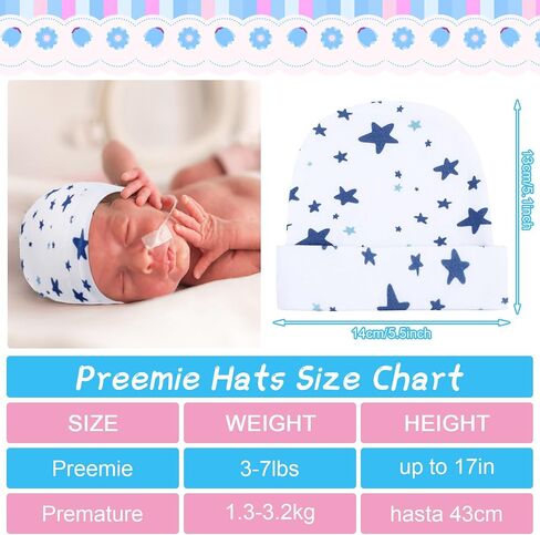 Newcotte 6 Pcs Preemie Baby Hats Cotton Preemie Caps Warm Preemie Beanie Premature Baby Hospital Hats Preemie Hats NICU for Preemie Boys Girls in Saudi Arabia