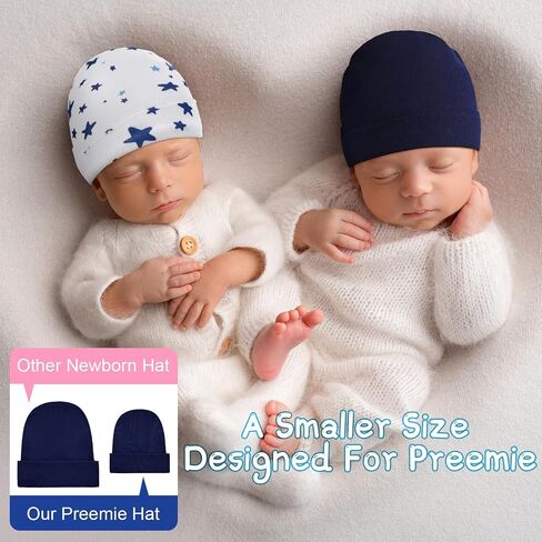 Newcotte 6 Pcs Preemie Baby Hats Cotton Preemie Caps Warm Preemie Beanie Premature Baby Hospital Hats Preemie Hats NICU for Preemie Boys Girls in Saudi Arabia