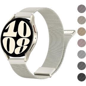Meliya Metal Band Compatible with Samsung Galaxy Watch 6 Band 40mm 44mm, Galaxy Watch 6 Classic Bands 43mm 47mm, 20mm Stainless Steel Replacement Strap for Galaxy Watch 6 Band Women Men