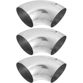 uxcell 3pcs OD 3 Inch 90 Degree Mandrel Bend Elbow SS304 Stainless Steel Bend Tube Exhaust Elbow Pipe for Car Arc Length 185mm Silver Tone