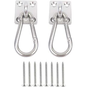 2 Set Heavy Duty Hanger Hook Hammock Wall Mount, Suspension Ceiling Hooks Outdoor Swing Mounting Hook Exercise Hook Stainless Steel Swivel Carabiner Yoga Ceiling Mount Swing Hook