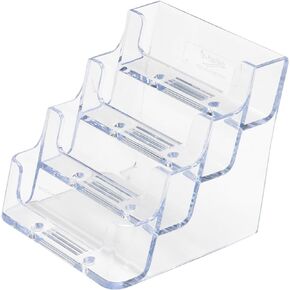 شاشة عرض حامل بطاقات العمل من ديفليكتو، متعددة المقصورات، 3-7/8 بوصة عرض × 3-1/2 بوصة ارتفاع × 4-1/8 بوصة عمق، 4 مقصورات، شفافة (70841) in Kuwait