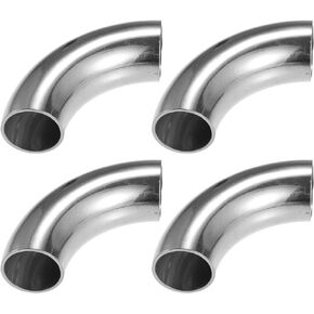 X AUTOHAUX 4 Pcs OD 1 Inch 90 Degree Mandrel Bend Elbow SS304 Stainless Steel Bend Tube Exhaust Elbow Pipe for Car Modified Exhaust System 1" Piping Silver Tone