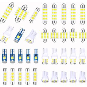 36 قطعة من مصابيح السيارة الداخلية LED، T10 28 مم 31 مم 42 مم T5 مجموعة مصابيح السيارة LED للأضواء الداخلية للسيارة، أضواء قبة الخريطة الداخلية، أضواء الترخيص، أضواء صندوق السيارة، إلخ. (أبيض) in Kuwait