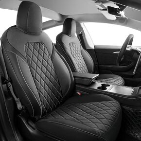 MIROZO Seat Covers for Tesla Model 3, Waterproof Seat Covers for Model 3 Faux Leather Seat Cover Full Set for Tesla Model 3 2019-2023 (Full Set,Black)