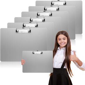 6 Pcs Landscape Clipboard 12 x 9 Inches Plastic Large Clipboard Horizontal Clipboard with Low Profile Metal Clip Art Sketch Board Drawing Clipboard for Home Office School Files Papers Supplies