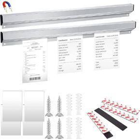 2 Pcs Ticket Rack Magnetic Note and Paper Holder Aluminum Slide Check Rack Ticket Holder for Restaurant with Strips Bill Orders Display Rail for Kitchen Restaurant Office Cafes Bar Pubs Note Organizer