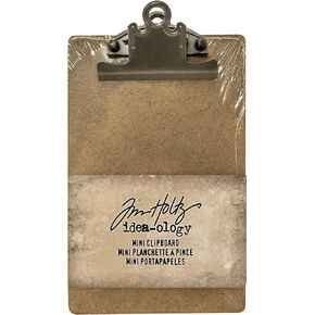 Tim Holtz Idea-ology Mini Clipboard, Approximately 7.75 x 4.5 Inches, Antiqued Brass, Removable Metal Hinge (TH93278) , Brown