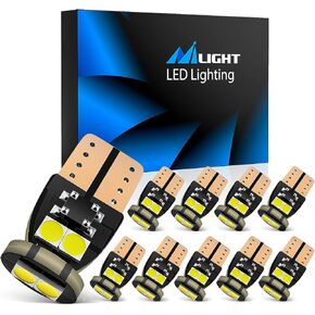 Nilight 194 LED Bulb, 10 Pack Super Bright T10 168 2825 W5W LED Replacement Bulb 6500K Cool White for Car Interior Map Dome Door Dashboard Trunk License Plate Lights