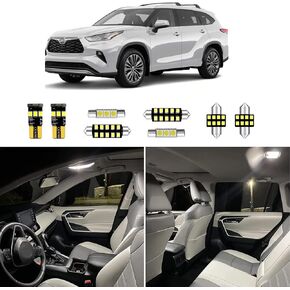 13pcs Highlander Interior LED Lights Replacement for 2014 2015 2016 2017 2018 2019 2020 2021 Toyota Highlander 6000K Super Bright White interior LED bulbs replacement package + Installation Tool