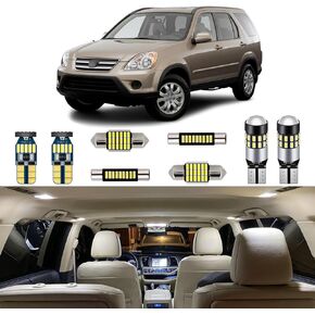 7 Piece White LED Interior Lights Kit for Honda CR-V CRV 2002 2003 2004 2005 2006 Super Bright 6000K Interior LED Light Bulb Package + Install Tool