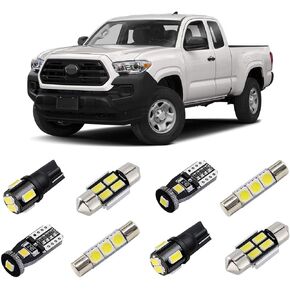 White LED Interior Light Kit for Toyota Tacoma 2016 2017 2018 2019 2020 2021 2022 Super Bright 6000K Interior LED Bulbs Package + License Plate Lights and Install Tool