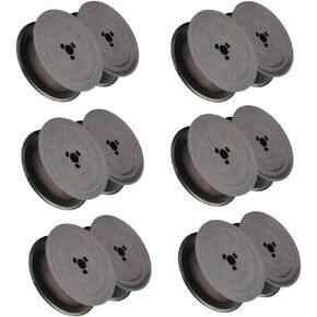 Universal Twin Spool Typewriter Ribbon, 2" Spool Diameter, 1/2" Ribbon Wide Typewriter Ribbon Twin Spool Calculator Ribbon GR4 for Most Typewriter（Black, 6-Pack）