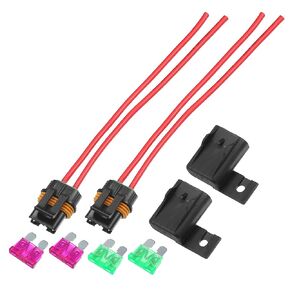 X AUTOHAUX 2 Set Inline Fuse Holder Waterproof Blade Style ATO/ATC Holder 40A 12A Gauge Wiring Harness with Cover for Automotive Marine