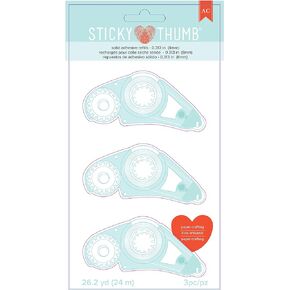 American Crafts 3 Piece Sticky Thumb Tape Runner Refill, 26.2 yd