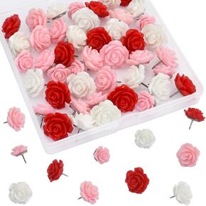 Red Rose Flower Push Pin with Gradient Color Decorative Thumbtacks Floret Flower Push Pins for School, Home, Office