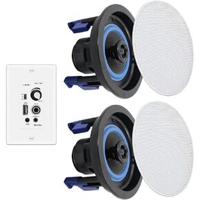 Herdio 4 Inch Bluetooth Ceiling Speakers (Pairs) 160W Flush Mount in Wall Amplifier Receiver Perfect for Indoor Home & Covered Outdoor Porch