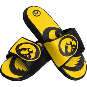 FOCO Iowa Hawkeyes NCAA Mens Colorblock Big Logo Gel Slides - L