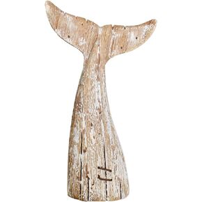 Rustic Wood Whale Tail Decor Tabletop Nautical Decor, Wooden Whale Tail Nautical Decoration Beach Themed Decoration Coastal Decor Whale Tail Decoration for Home Mediterranean Decor (8.5" H)