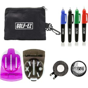 TRI-LINE Golf Ball Alignment Kit with Hat Clip Ball Marker and Carry Case | Swing Path Arrows & Ball Identifiers