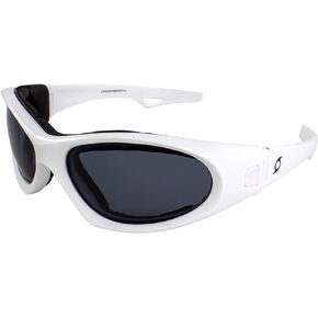 HURRICANE Category-5 White Jet Ski Water-Sport Floating Goggles with Polarized Smoke Lens Interchangeable Sunglasses to Goggles