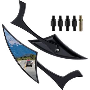 Motorcycle Mirror Fit Harley 8mm/10mm Black Motorcycle Blade Rear View Side Mirror Compatible for Harley Street Bike Scooter Chopper Cruiser Sportster Dyna Softail Dirt Bike With Harley Extended Bolts