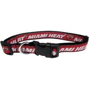 Pets First NBA MIAMI HEAT Dog Collar, Size Large. Best Pet Collar for all Sports Fans