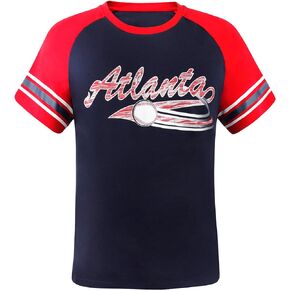 Mens City Baseball Fans Athletic Crew Neck Tee Raglan Tee T-Shirts - Navy & Red