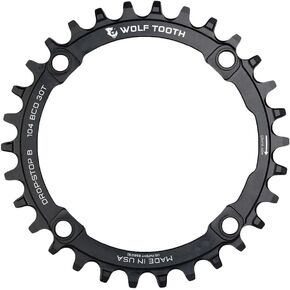 Wolf Tooth 104 BCD Chainring - 30t, 104 BCD, 4-Bolt, Drop-Stop B, Black