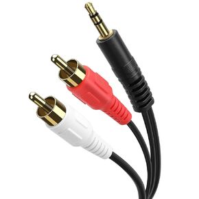 PASOW 3.5mm Stereo Male to 2RCA Male (Right and Left) RCA Audio Cable (50 Feet)
