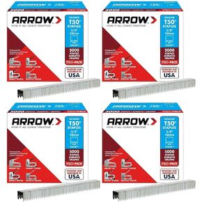 Arrow Fastener 506IP Genuine T50 3/8-Inch Staples, 5,000-Count - 4 Pack