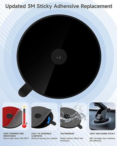 ZEEHOO [3 عبوات] قرص تثبيت لوحة القيادة [لاصق فائق | قطر 80 ملم | TPU] لحامل الهاتف بكأس الشفط، وسادة شفط عالمية لزجة لحامل كاميرا Garmin GPS بالشفط Sat Nav Dash Cam in Kuwait