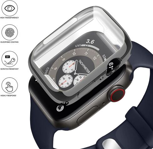 سوار رياضي متوافق مع سوار ساعة Apple مقاس 45 مم 44 مم 42 مم 41 مم 40 مم 38 مم مع جراب واقي للشاشة، حزام سيليكون ناعم للرجال والنساء لسلسلة iWatch 7 6 5 4 3 2 1 SE(40 مم-حجري) in Kuwait