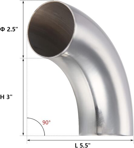 LCGP 1.5 Inch 304 Stainless Steel Exhaust Pipe Elbow 90° Mandrel Elbow - Wall Thickness 0.044in. (1.13mm), Used To Retrofit Automotive Exhaust Systems in Saudi Arabia