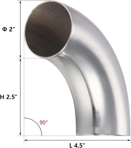 LCGP 1.5 Inch 304 Stainless Steel Exhaust Pipe Elbow 90° Mandrel Elbow - Wall Thickness 0.044in. (1.13mm), Used To Retrofit Automotive Exhaust Systems in Saudi Arabia