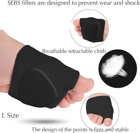 2 Pairs Ball of Foot Cushions-Metatarsal Sleeve Pads Soft and Comfortable Forefoot Metatarsal Pads with Gel Pads Pain Relief Forefoot Pads for Women and Men in Saudi Arabia