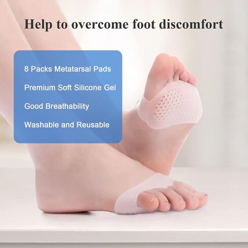 4 Pairs Metatarsal Pads 8Pcs Ball of Foot Cushions for Women and Men Soft Gel Foot Pads Pain Relief Forefoot Pad Breathable Forefoot Cushion Pads in Saudi Arabia