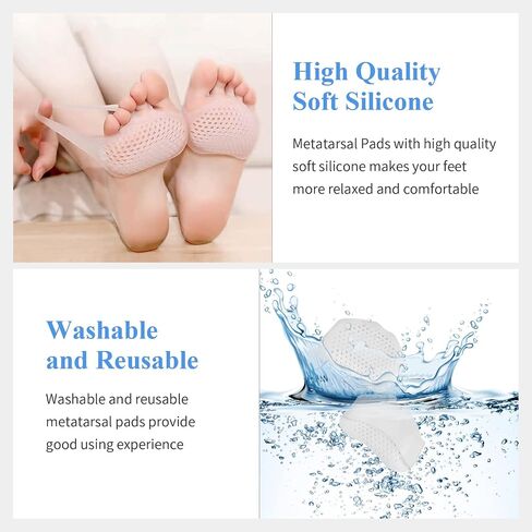 4 Pairs Metatarsal Pads 8Pcs Ball of Foot Cushions for Women and Men Soft Gel Foot Pads Pain Relief Forefoot Pad Breathable Forefoot Cushion Pads in Saudi Arabia